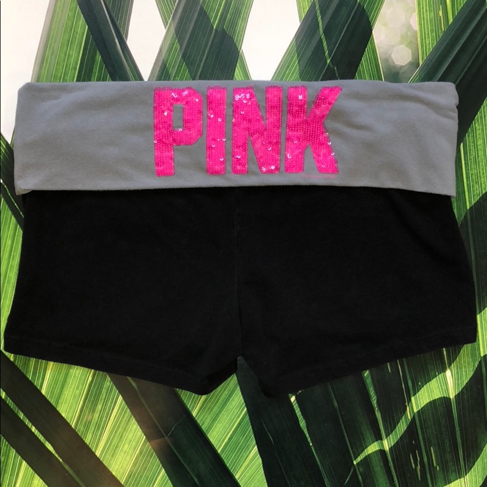 VS PINK yoga shorts leggings bling sequins